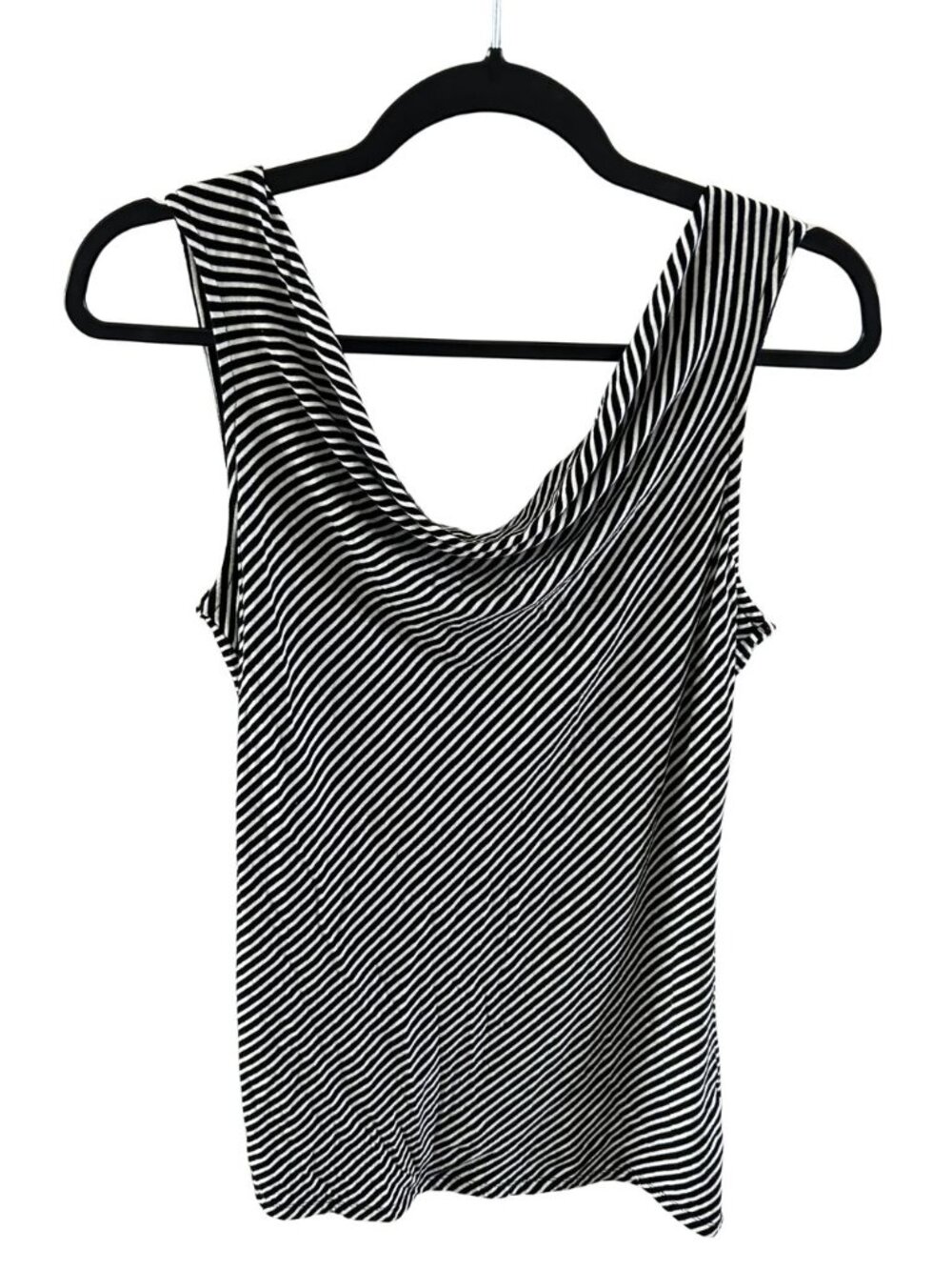 White House Black Market Striped Rouched Neckline Top Women's Size M